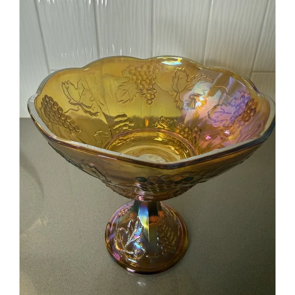 Indiana Glass | Dining | Indiana Marigold Carnival Glass Harvest Grape ...